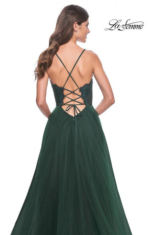 La Femme 32306 prom dress images.  La Femme 32306 is available in these colors: Dark Emerald, Neon Pink, Pale Yellow.