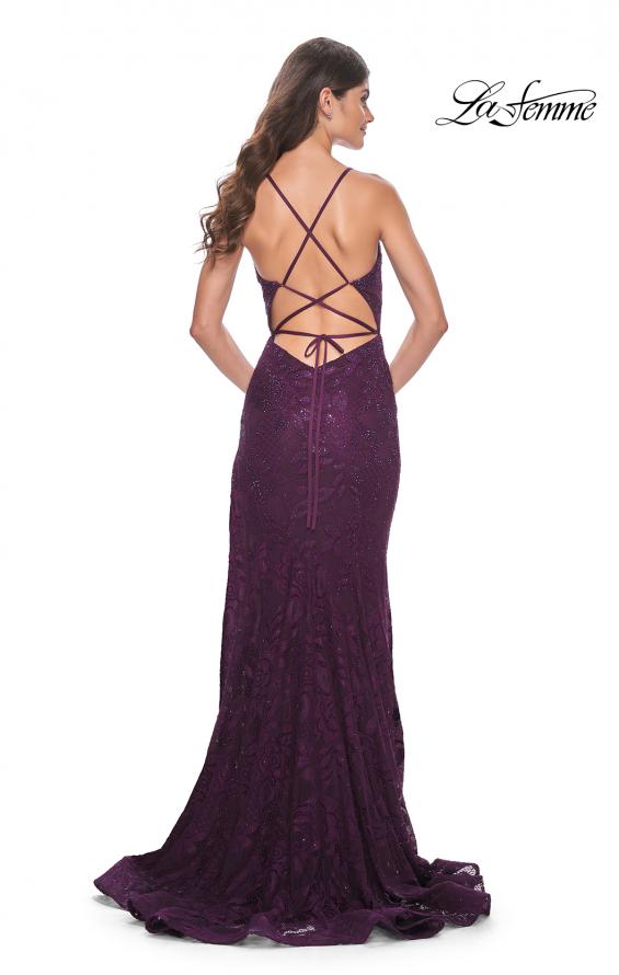 La Femme 32308 prom dress images.  La Femme 32308 is available in these colors: Dark Berry, Jade.