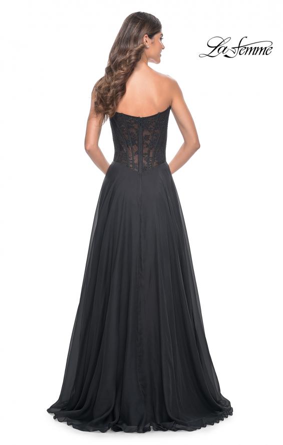 La Femme 32311 prom dress images.  La Femme 32311 is available in these colors: Black, Dark Emerald, Royal Blue.