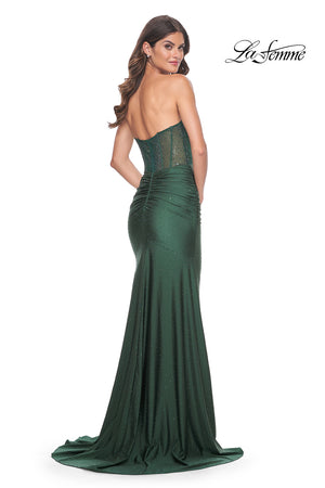 La Femme 32316 prom dress images. La Femme 32316 is available in these colors: Emerald, Navy.