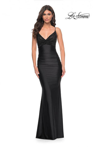 La Femme 32319 prom dress images.  La Femme 32319 is available in these colors: Black.