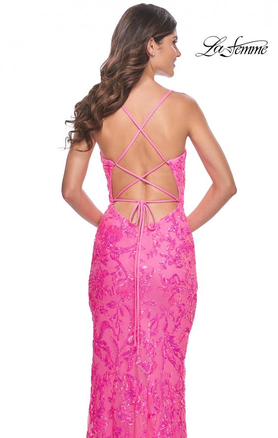 La Femme 32332 prom dress images.  La Femme 32332 is available in these colors: Neon Pink.