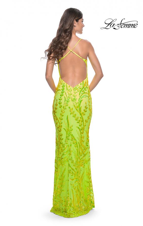 La Femme 32343 prom dress images.  La Femme 32343 is available in these colors: Bright Green, Orange.