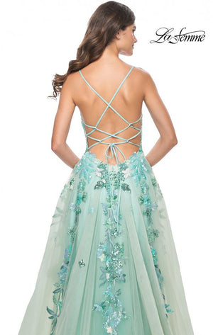 La Femme 32347 prom dress images.  La Femme 32347 is available in these colors: Sage.