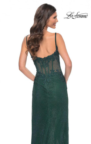 La Femme 32409 prom dress images.  La Femme 32409 is available in these colors: Dark Emerald, Royal Blue.