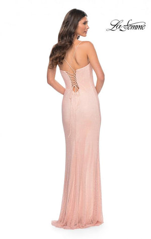 La Femme 32416 prom dress images.  La Femme 32416 is available in these colors: Peach.