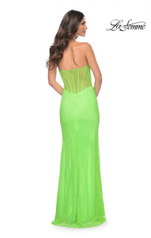 La Femme 32417 prom dress images.  La Femme 32417 is available in these colors: Bright Green.