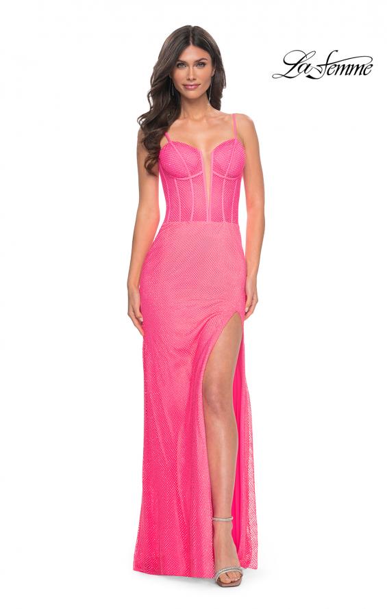 La Femme 32426 prom dress images.  La Femme 32426 is available in these colors: Hot Pink.