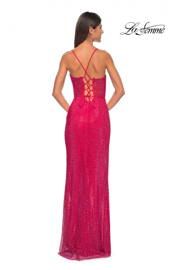 La Femme 32446 prom dress images.  La Femme 32446 is available in these colors: Emerald, Red, Royal Blue.