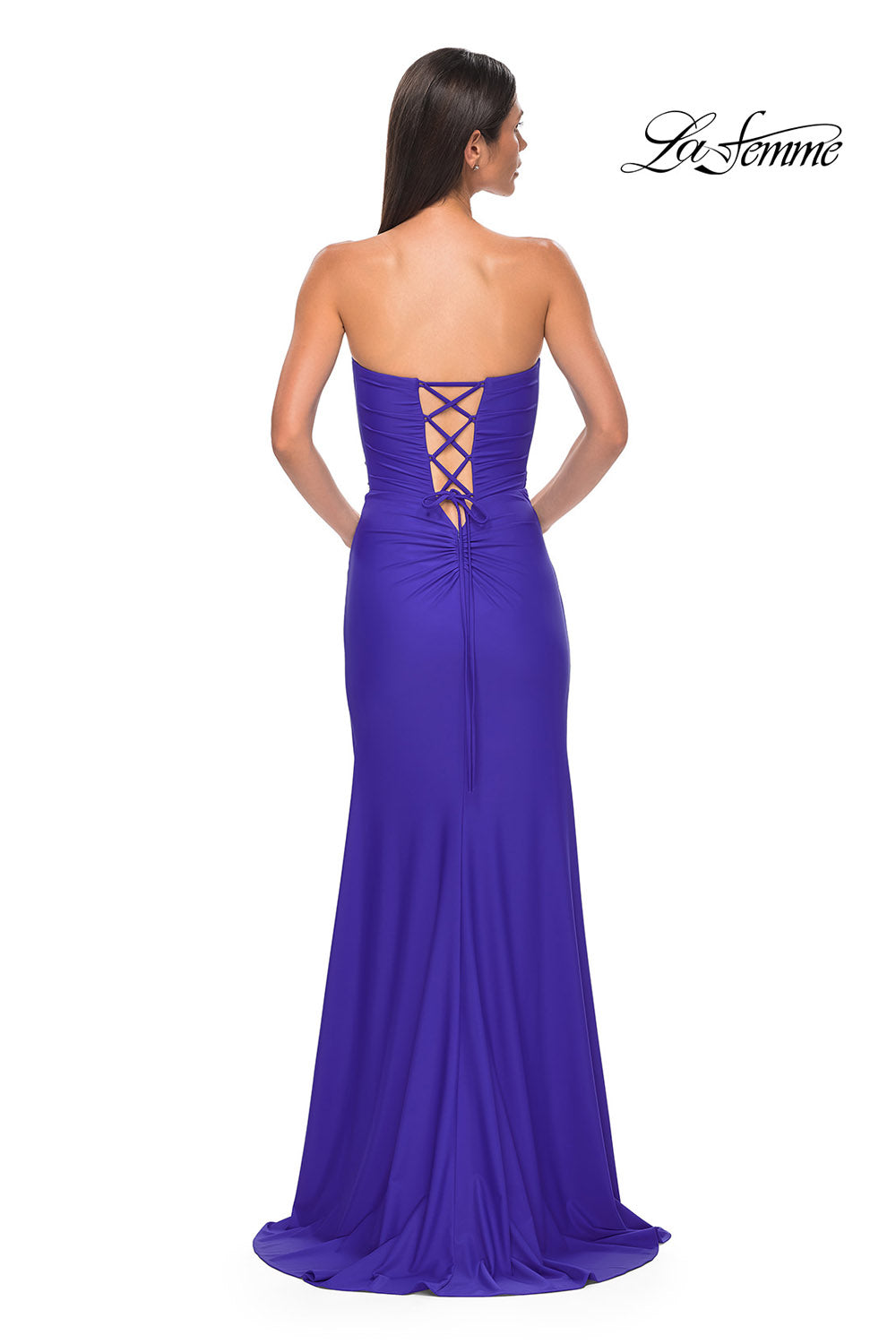 La Femme 33012 prom dress images.  La Femme 33012 is available in these colors: Black, Dark Emerald, Dark Wine, Royal Blue.