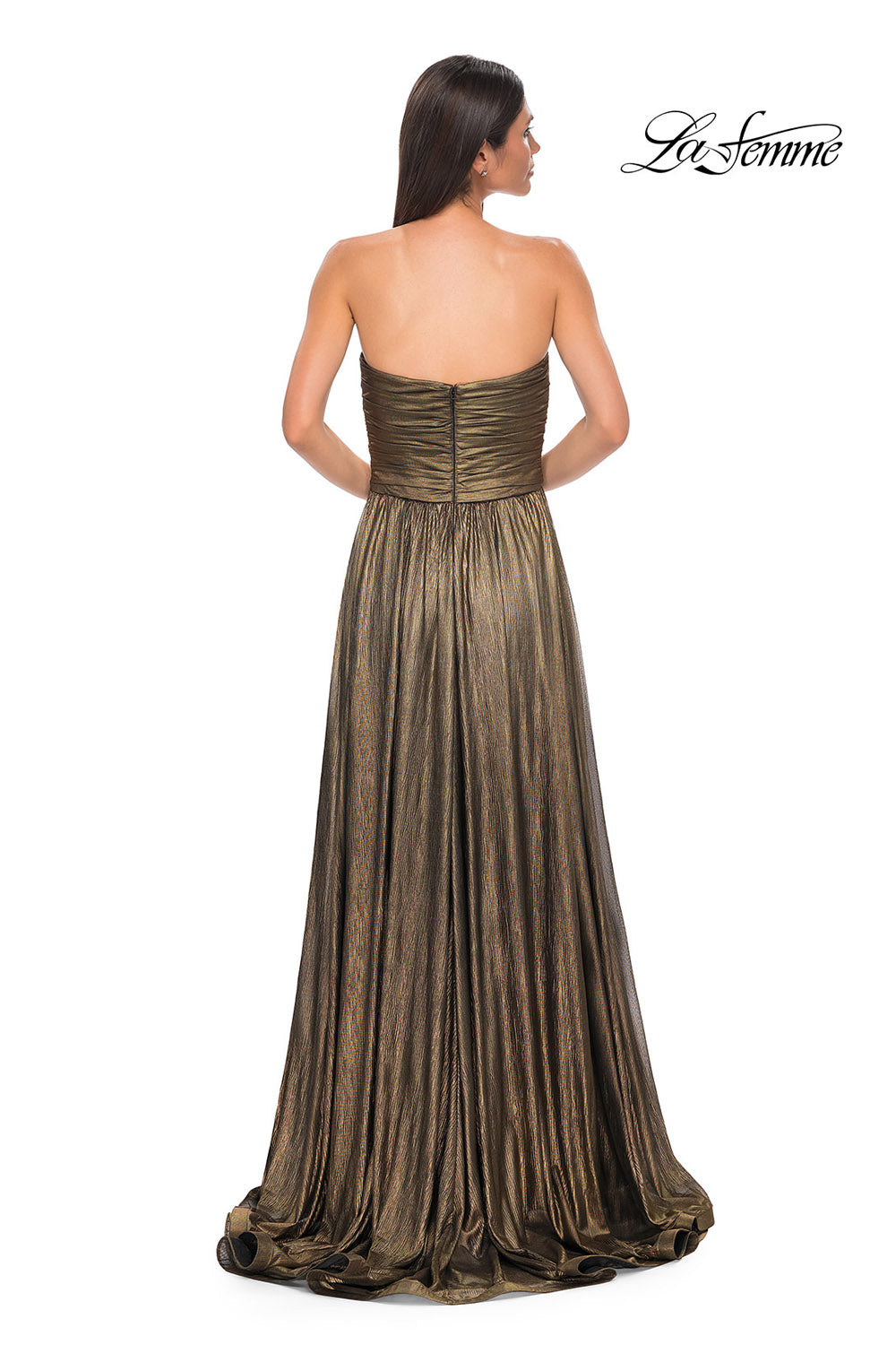 La Femme 32382 prom dress images.  La Femme 32382 is available in these colors: Emerald, Gold, Royal Blue, Royal Purple.