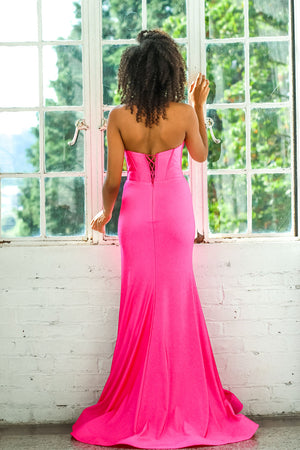 Miah Vega 24104 prom dress images. Miah Vega 24104 is available in these colors: Black, Black Raspberry, Fuchsia.