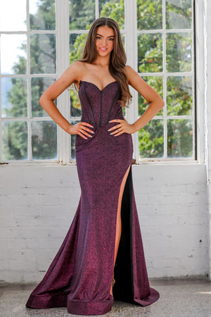 Miah Vega 24104 prom dress images. Miah Vega 24104 is available in these colors: Black, Black Raspberry, Fuchsia.