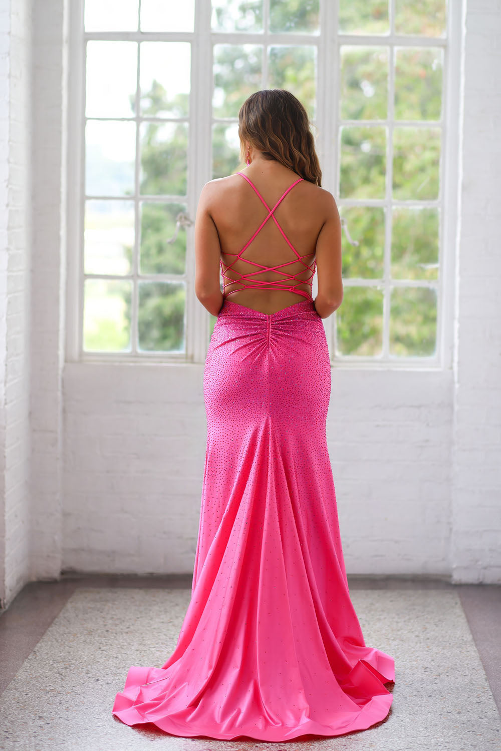 Miah Vega 24503 prom dress images.  Miah Vega 24503 is available in these colors: Bright Fuchsia, Bright Orange, Teal.