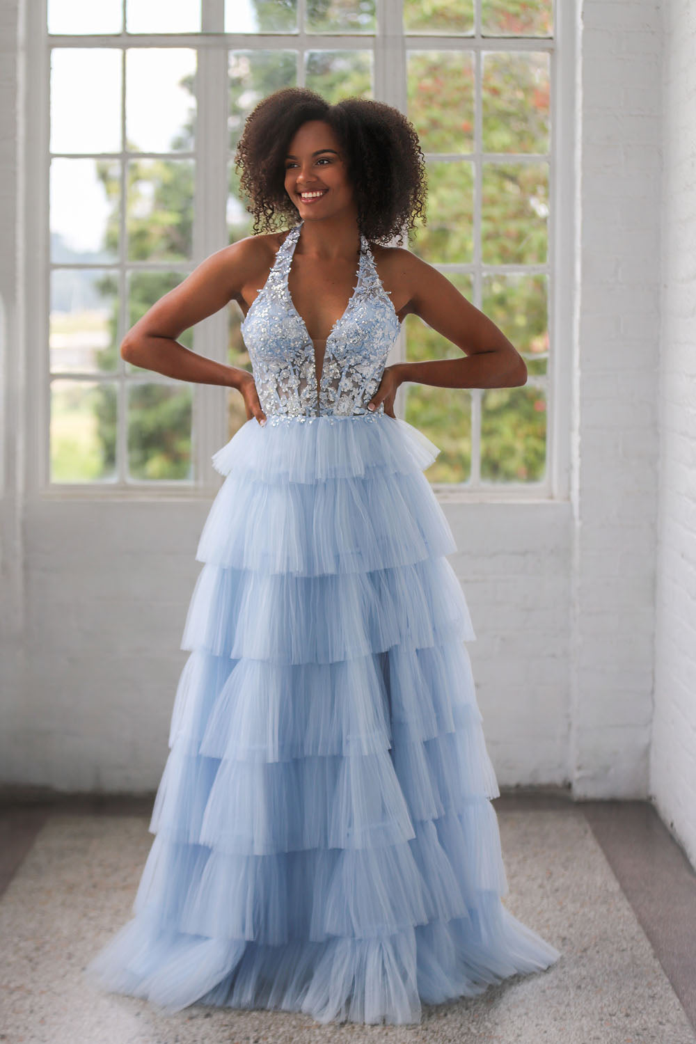 Miah Vega 24505 prom dress images.  Miah Vega 24505 is available in these colors: Black, Light Blue, Light Pink, White.
