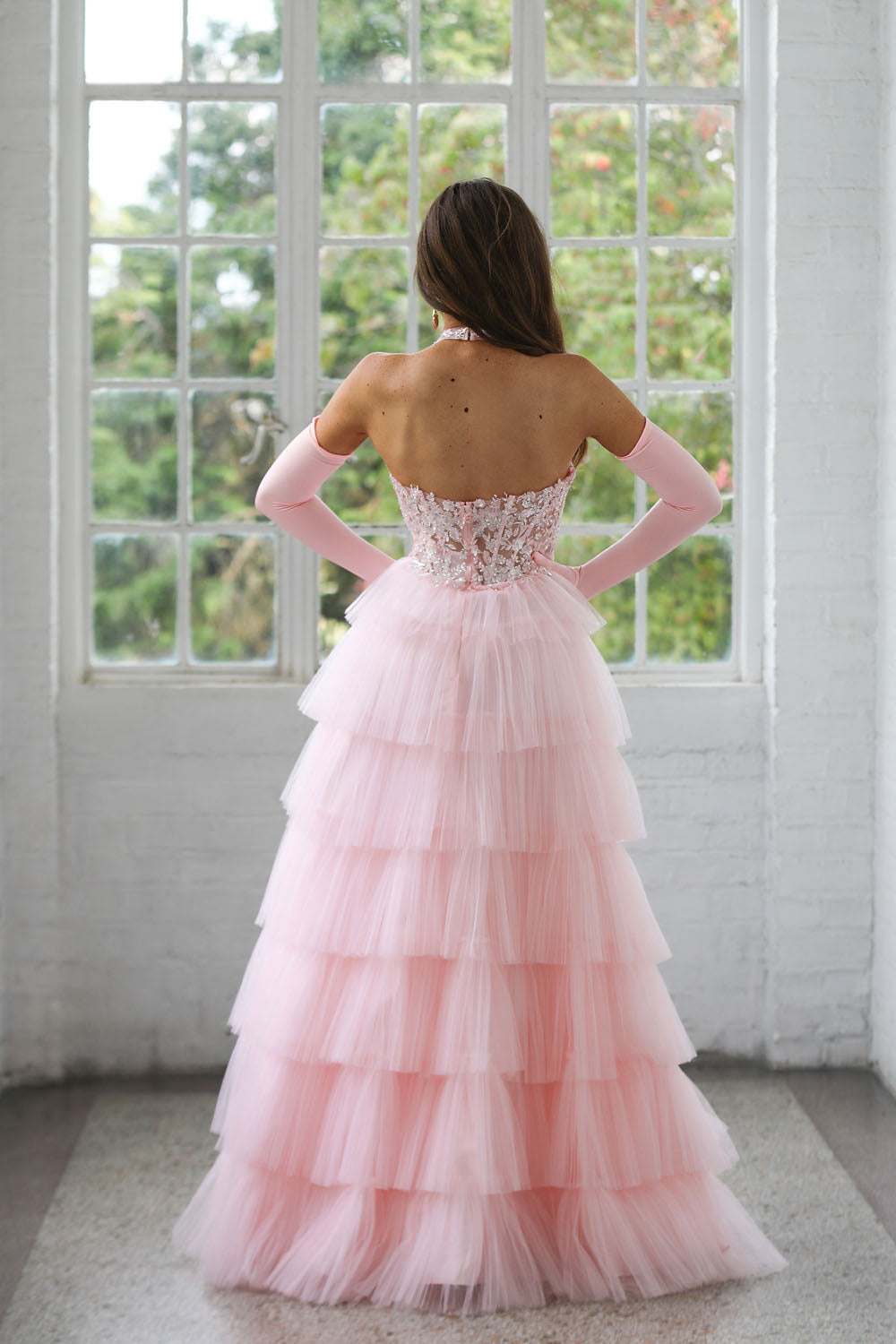 Miah Vega 24505 prom dress images.  Miah Vega 24505 is available in these colors: Black, Light Blue, Light Pink, White.