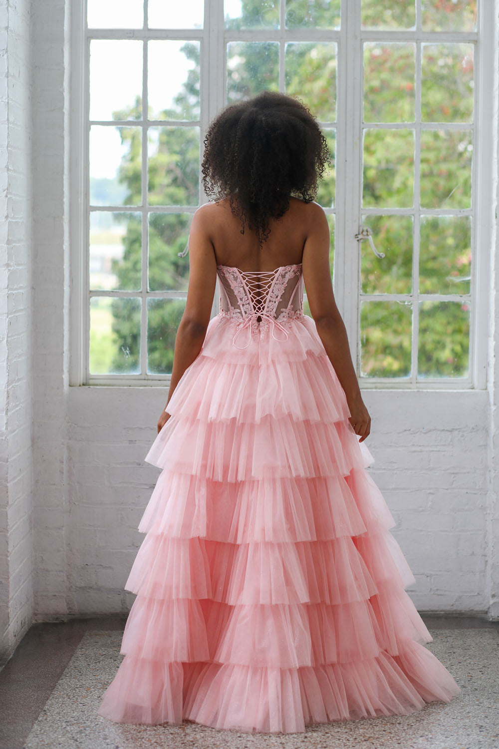 Miah Vega 24507 prom dress images.  Miah Vega 24507 is available in these colors: Blush, Light Blue, White.