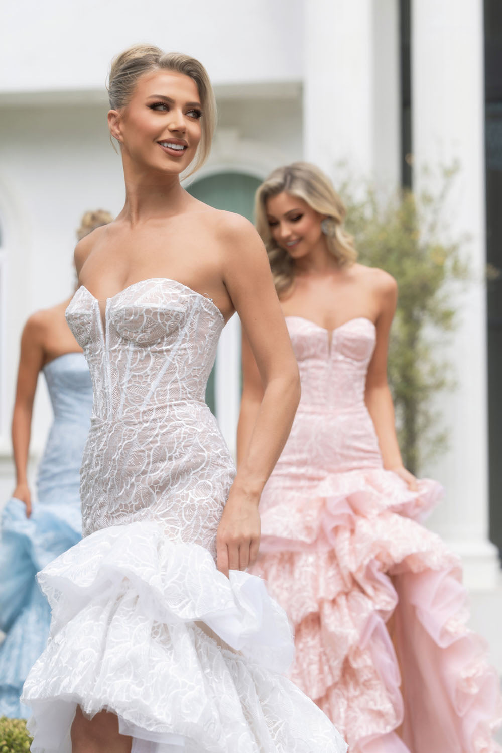 Portia and Scarlett PS25250 prom dress images.  Portia and Scarlett PS25250 is available in these colors: Ivory Nude, Black Nude, Blue, Pink.