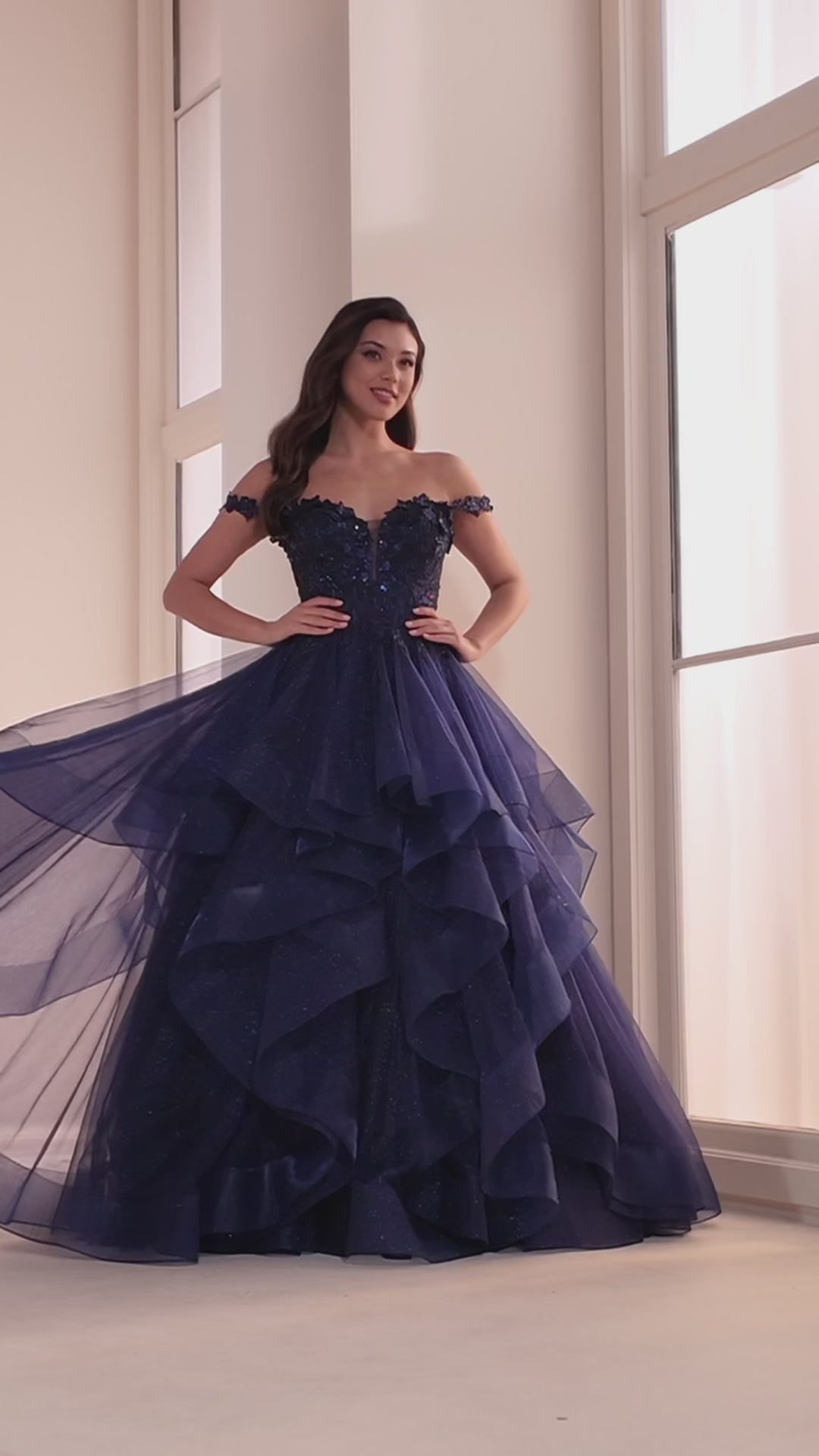 Ellie Wilde EW35084 prom dress video.  Ellie Wilde EW35084 is available in these colors: Bluebell, Teal, Royal Blue, Hot Pink, Emerald.