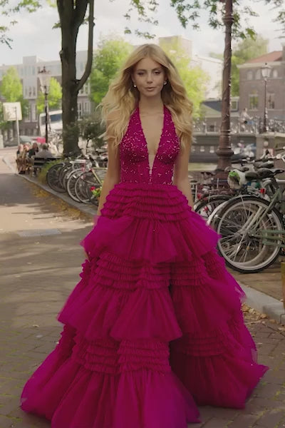 Sherri Hill 56206 prom dress video.  Sherri Hill 56206 is available in these colors: Red, Black, Periwinkle, Magenta, Light Blue, Lilac, Light Champagne, Light Grey, Navy, Ivory, Hot Pink, Aqua.