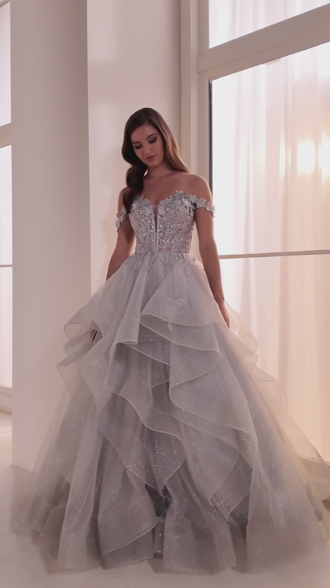 Ellie Wilde EW35084 prom dress video.  Ellie Wilde EW35084 is available in these colors: Bluebell, Teal, Royal Blue, Hot Pink, Emerald.