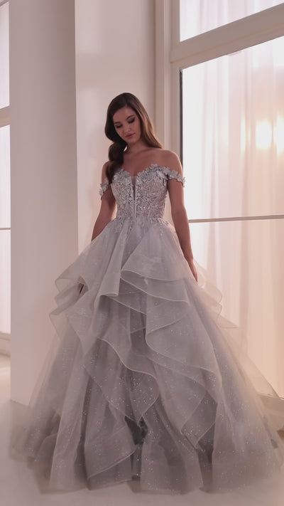 Ellie Wilde EW35084 prom dress video.  Ellie Wilde EW35084 is available in these colors: Bluebell, Teal, Royal Blue, Hot Pink, Emerald.