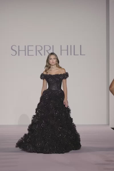 Sherri Hill 56095 prom dress video.  Sherri Hill 56095 is available in these colors: Purple, Pink, Black, Ivory, Blue, Red, Champagne, Bright Pink.