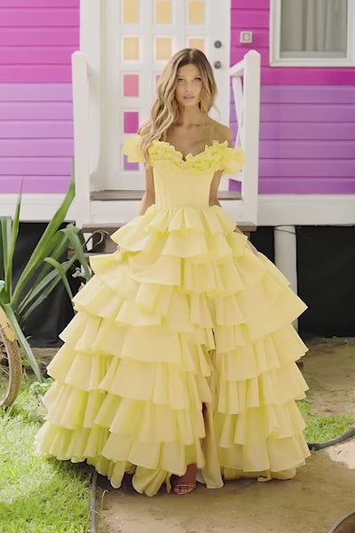 Sherri Hill 56039 prom dress video.  Sherri Hill 56039 is available in these colors: Black, Red, Fuchsia, Bright Pink, Teal, Yellow, Ivory.