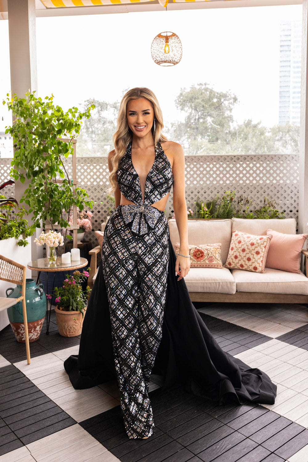 Rachel Allan 50375 prom dress images.  Rachel Allan 50375 is available in these colors: Black, Turquoise.