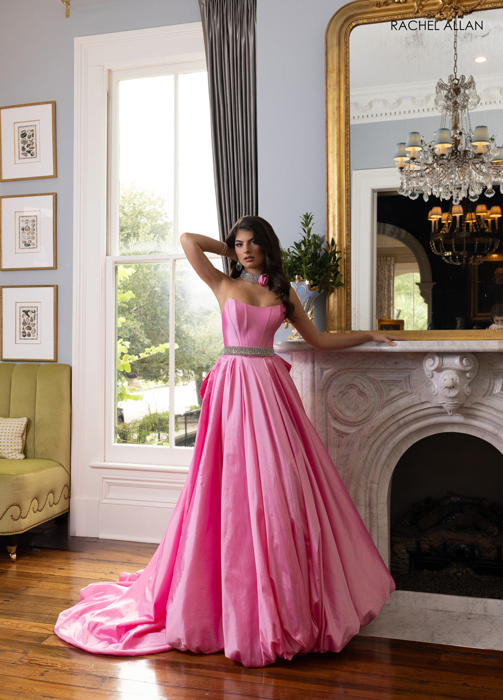 Rachel Allan 71024 Candy pink ballgown with crystal beading and a fitted bodice, perfect for prom prom dress.