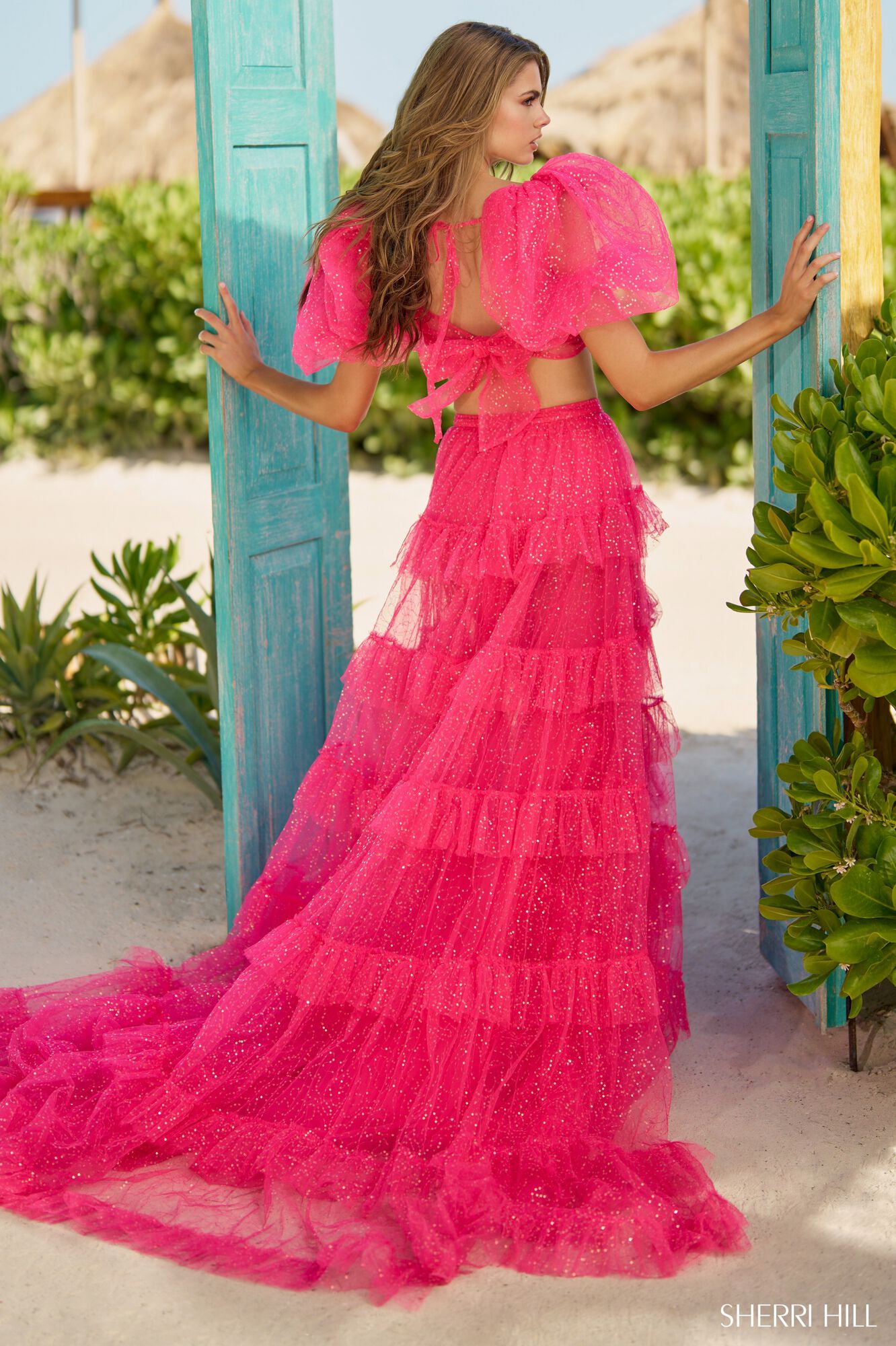 Sherri Hill 55858 prom dress images.  Sherri Hill 55858 is available in these colors: Black, Gold, Periwinkle, Ivory, Lilac.