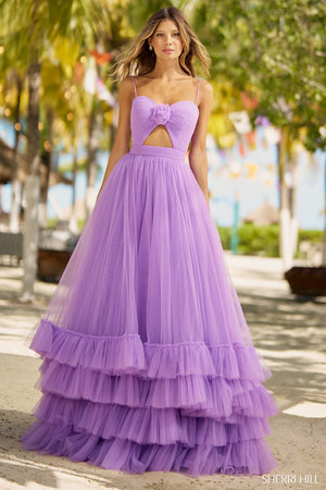 Sherri Hill 55982 prom dress images.  Sherri Hill 55982 is available in these colors: Red, Lilac, Candy Pink, Black.