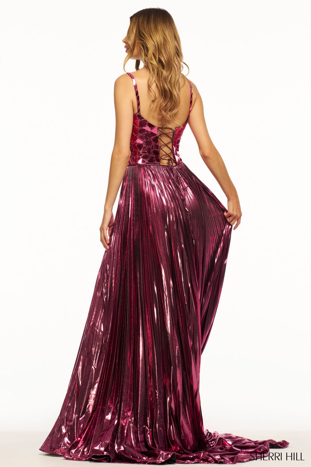 Sherri Hill 56030 prom dress images. Sherri Hill 56030 is available in these colors: Silver, Black, Pink, Royal, Gold.