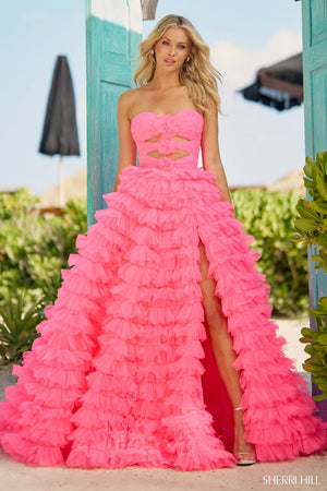 Sherri Hill 56067 prom dress images.  Sherri Hill 56067 is available in these colors: Black, Red, Candy Pink, Lilac, Neon Pink.