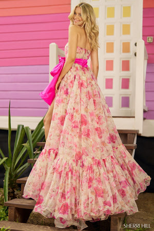 Sherri Hill 56110 prom dress images.  Sherri Hill 56110 is available in these colors: Hot Pink Yellow.