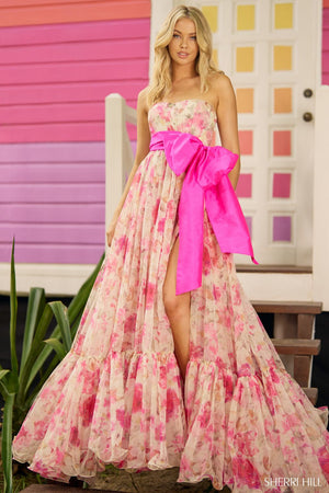 Sherri Hill 56110 prom dress images.  Sherri Hill 56110 is available in these colors: Hot Pink Yellow.