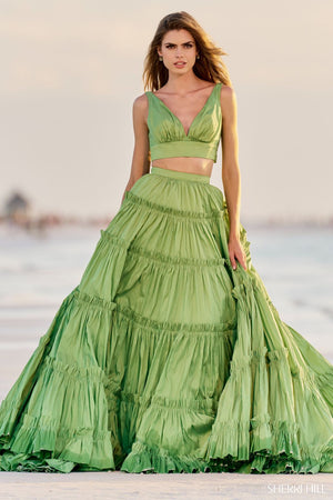 Sherri Hill 56125 prom dress images.  Sherri Hill 56125 is available in these colors: Chartreuse, Fuchsia, Purple, Red, Lilac, Peacock, Yellow, Ivory, Royal.