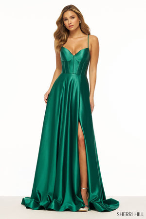 Sherri Hill 56188 prom dress images.  Sherri Hill 56188 is available in these colors: Royal, Emerald, Plum, Red, Black, Bright Fuchsia, Peacock, Orange, Yellow.