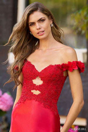 Sherri Hill 56200 prom dress images.  Sherri Hill 56200 is available in these colors: Black Red, Black Ivory, Black Nude, Black Black, Ivory Ivory, Red Red, Navy Navy, Black Candy Pink.