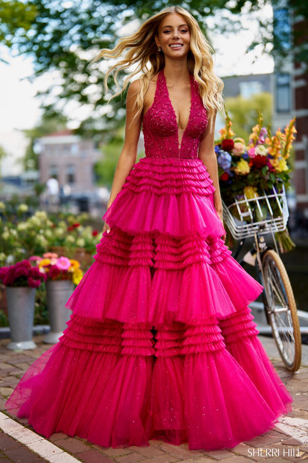 Sherri Hill 56206 prom dress images.  Sherri Hill 56206 is available in these colors: Red, Black, Periwinkle, Magenta, Light Blue, Lilac, Light Champagne, Light Grey, Navy, Ivory, Hot Pink, Aqua.