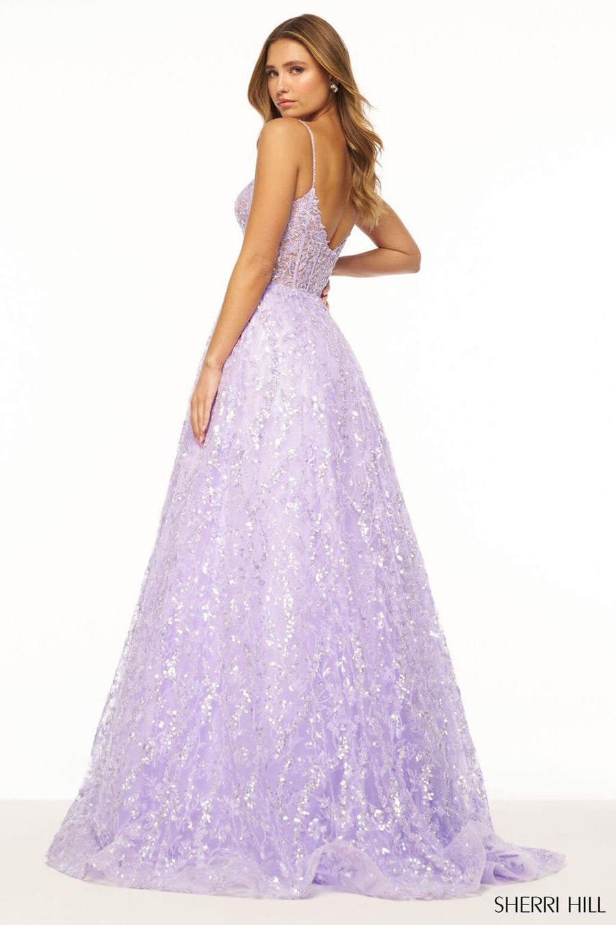 Sherri Hill 56212 prom dress images.  Sherri Hill 56212 is available in these colors: Light Blue, Red, Ivory, Black, Periwinkle, Lilac, Blush.