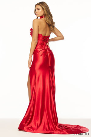 Sherri Hill 56214 prom dress images.  Sherri Hill 56214 is available in these colors: Ivory, Red.