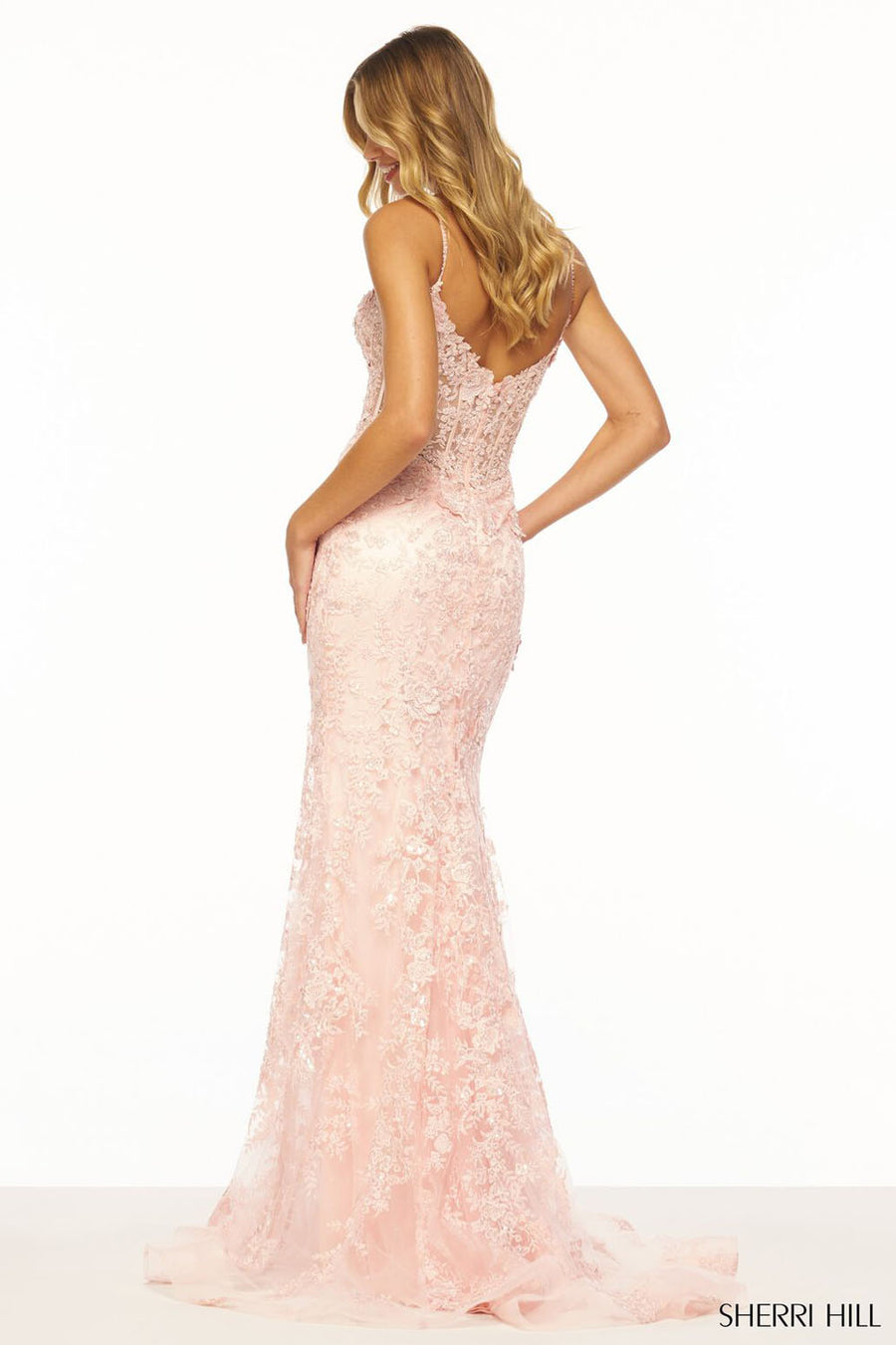 Sherri Hill 56252 prom dress images.  Sherri Hill 56252 is available in these colors: Lilac, Blush, Black, Ivory, Light Blue, Light Champagne, Magenta, Periwinkle, Red.