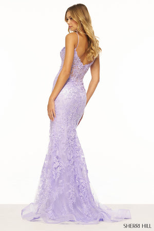 Sherri Hill 56252 prom dress images.  Sherri Hill 56252 is available in these colors: Lilac, Blush, Black, Ivory, Light Blue, Light Champagne, Magenta, Periwinkle, Red.