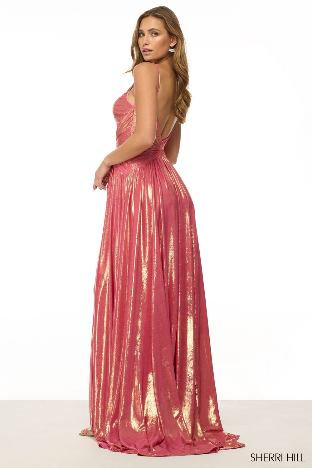 Sherri Hill 57167 prom dress images.  Sherri Hill 57167 is available in these colors: Hot Pink Gold.