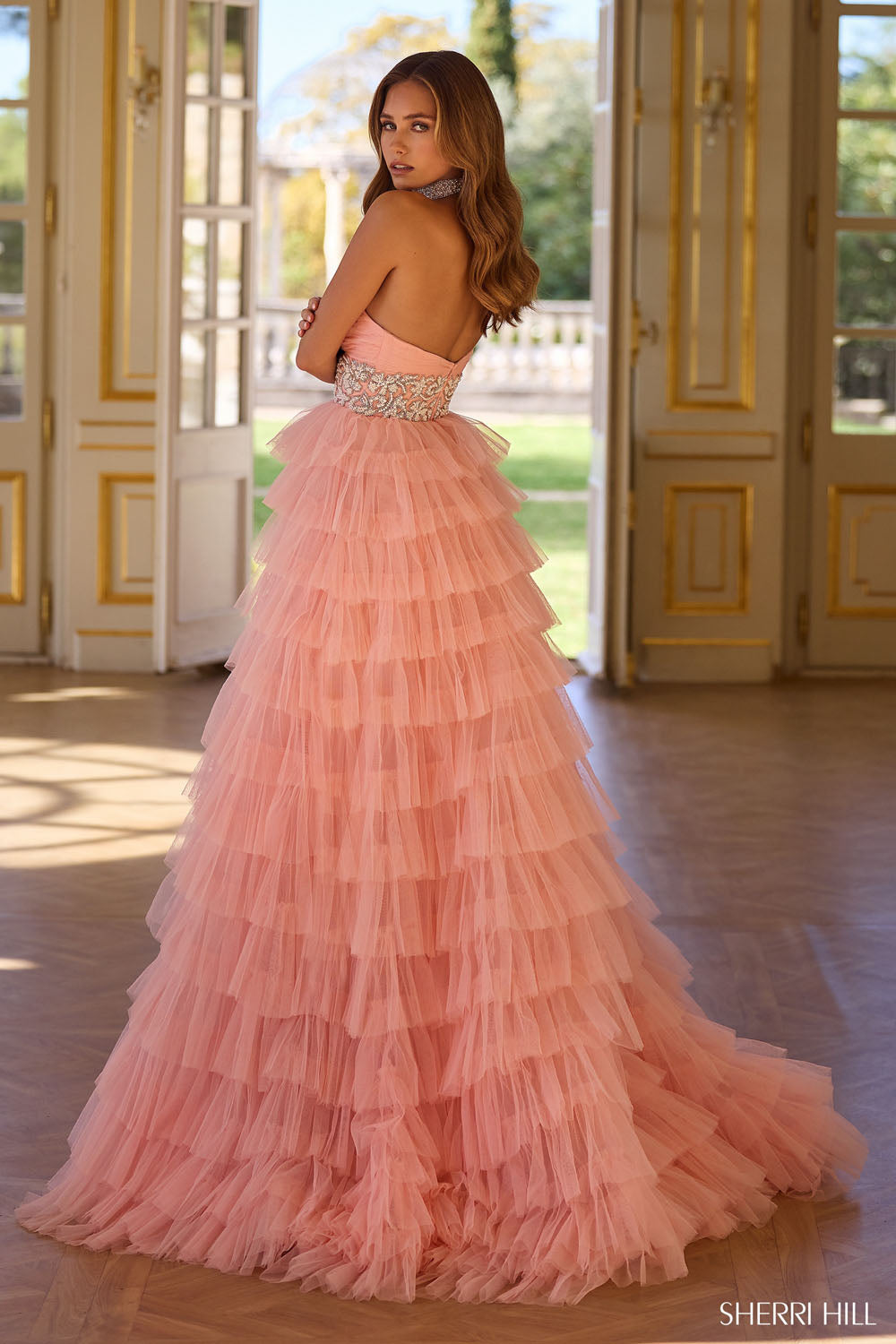 Sherri Hill 57219 prom dress images.  Sherri Hill 57219 is available in these colors: Blush Ivory.