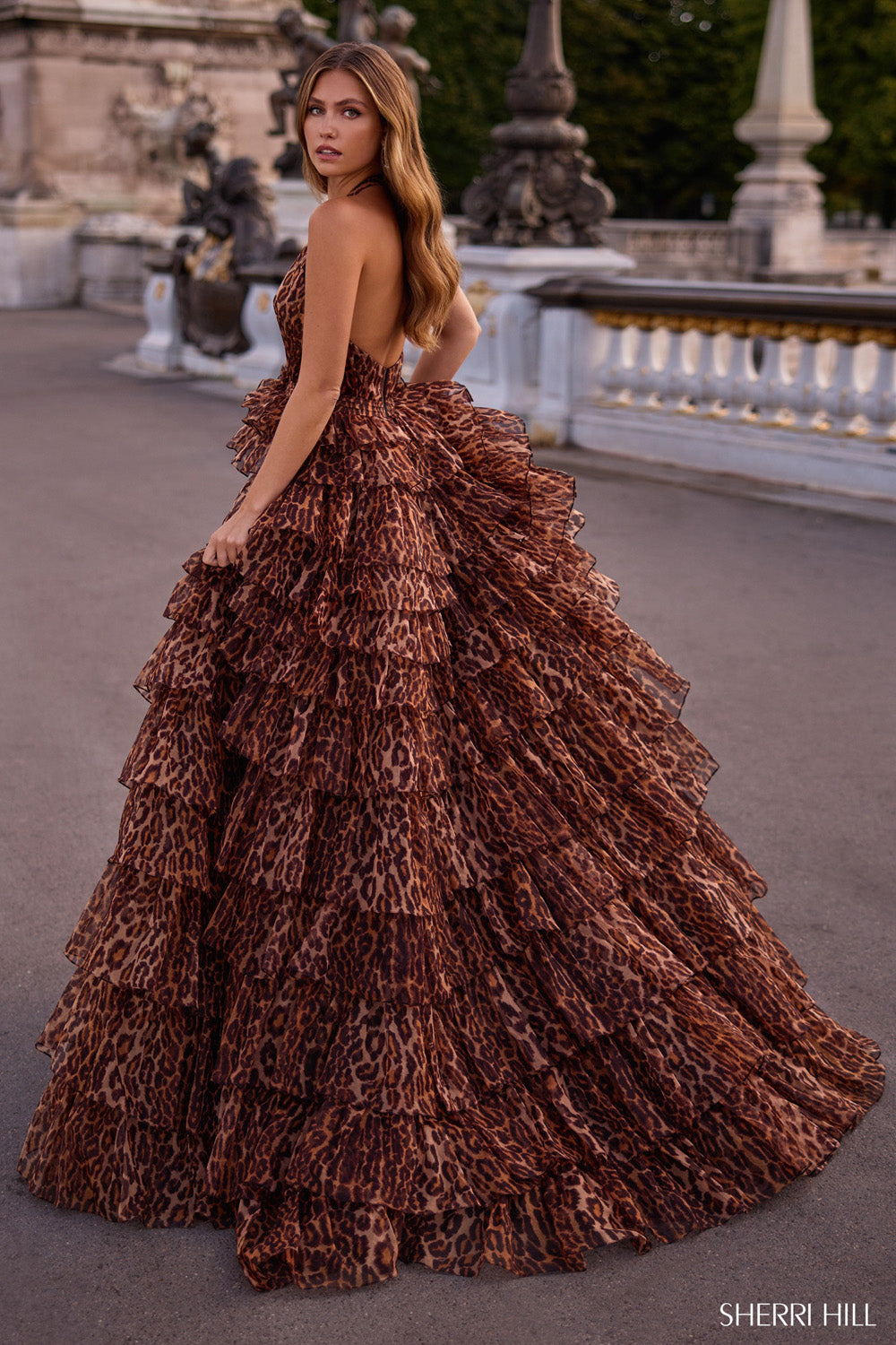 Sherri Hill 57488 prom dress images.  Sherri Hill 57488 is available in these colors: Cheetah Print.