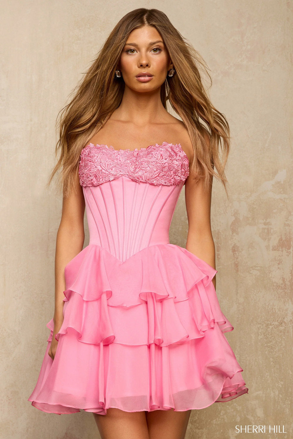 Sherri Hill 57573 prom dress images.  Sherri Hill 57573 is available in these colors: Peacock, Aqua, Lilac, Magenta, Royal, Emerald, Periwinkle, Red, Light Blue, Yellow, Ivory, Navy, Black, Bright Pink.