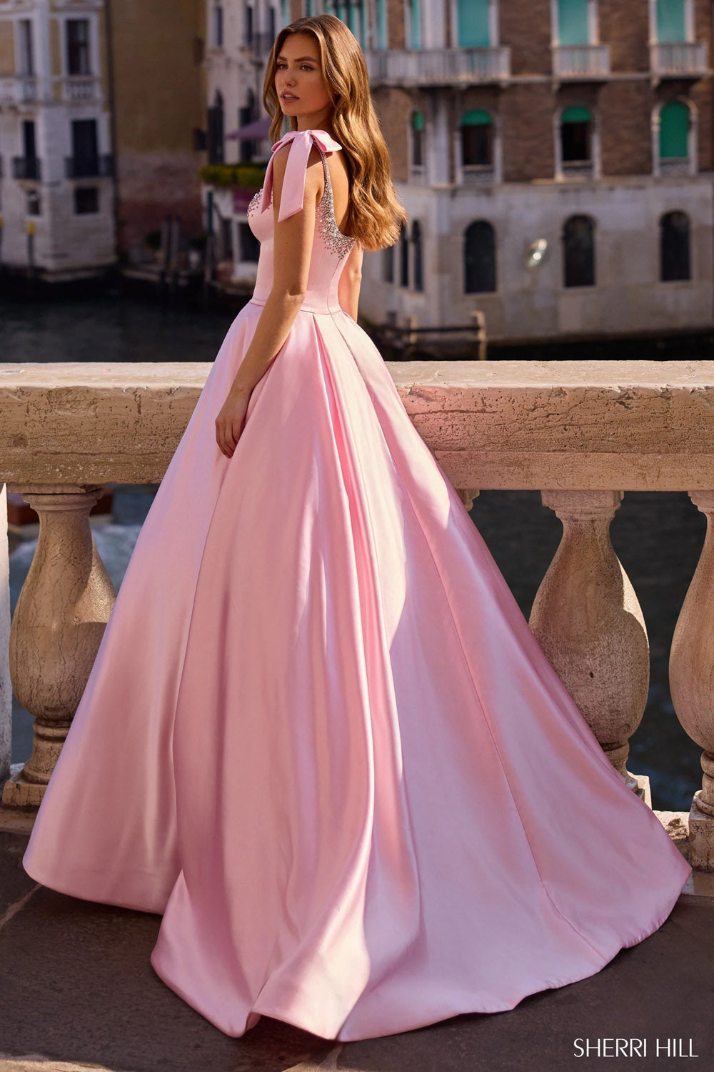 Sherri Hill 57574 prom dress images.  Sherri Hill 57574 is available in these colors: Pink, Yellow, Ivory, Black, Light Blue, Periwinkle, Red, Lilac.