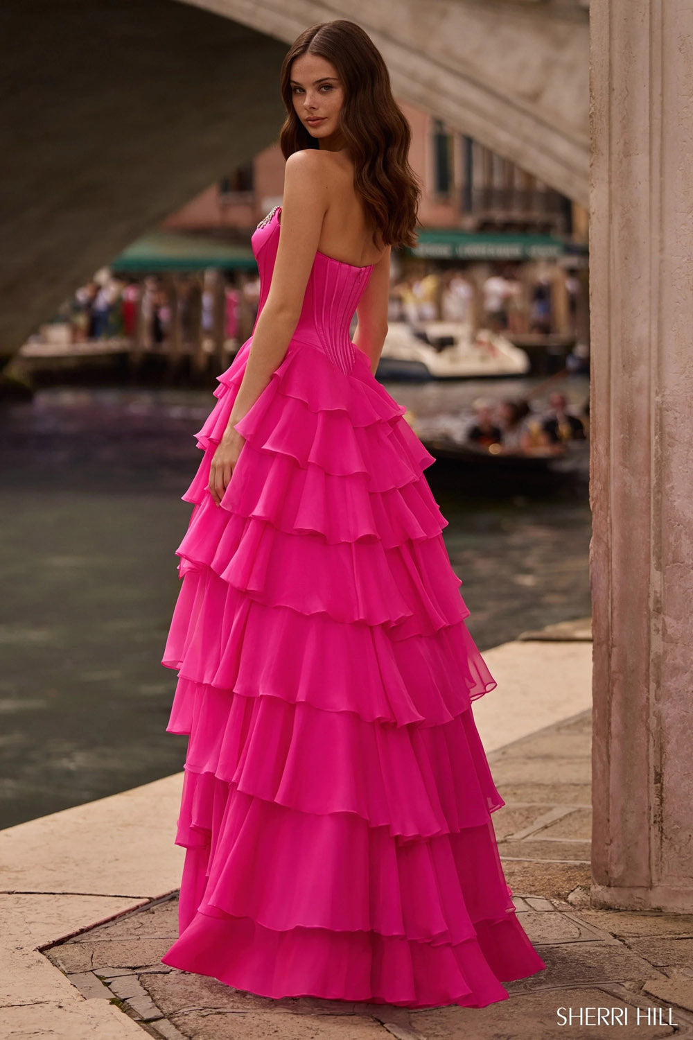 Sherri Hill 57581 prom dress images.  Sherri Hill 57581 is available in these colors: Navy, Ocean Blue, Candy Pink, Yellow, Periwinkle, Light Blue, Royal, Red, Black, Ivory, Aqua, Bright Fuchsia, Blush, Emerald.